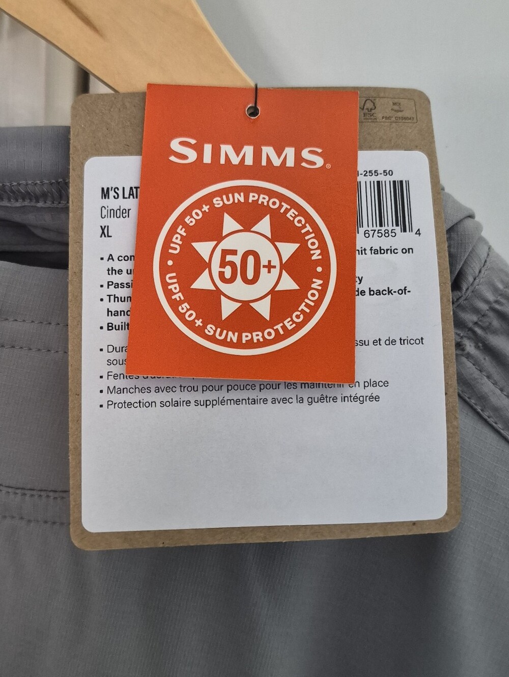Simms NWT Men's Latitude Hoody, featuring UPF 50 sun protection mechanical Vent - Picture 10 of 16